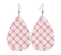Boucles D'Oreilles En Cuir En Forme De Larme White Chrysanthemum Texture Chart Printed Les Accessoires De Costume Parfaits Pour Pour Dames Filles Remise De Diplôme