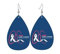 Boucles D'Oreilles En Cuir En Forme De Larme White Ribbon Lung Cancers Awareness Month Parfaits Accessoires De Mode Élégantes Et Belles Pour Cadeau Tendance Pour Dames Filles