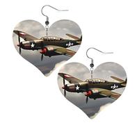 Boucles D'Oreilles En Cuir En Forme De Larme World War Aircraft Airplane Heart Balancent Accessoires De Mode Pour Femme Pour Dames Filles Cadeau Tendance