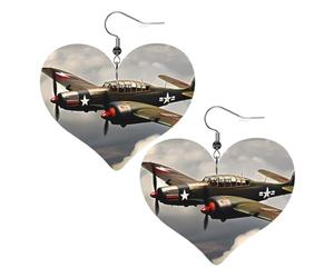 Boucles D'Oreilles En Cuir En Forme De Larme World War Aircraft Airplane Heart Balancent Accessoires De Mode Pour Femme Pour Dames Filles Cadeau Tendance