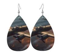 Boucles D'Oreilles En Cuir En Forme De Larme World War Aircraft Balancent Accessoires De Mode Élégantes Et Belles Pour Parfaites Pour Les Fêtes Pour Dames Filles