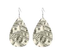 Boucles D'Oreilles En Cuir Factures Et Argent 2Pcs | élégantes et belles Accessoires de mode parfaits Pour dames filles