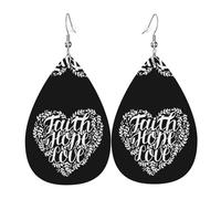 Boucles D'Oreilles En Cuir Foi Espérance Amour Christianisme | Boucles d'oreilles en cuir en forme de larme parfaits Pour parfaites pour les fêtes À porter au quotidien
