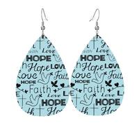 Boucles D'Oreilles En Cuir Foi Espérance Amour Christianisme | Boucles d'oreilles en cuir femme Pour Cadeau tendance parfaites pour les fêtes