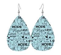 Boucles D'Oreilles En Cuir Foi Espérance Amour Christianisme | Boucles d'oreilles légères en cuir synthétique élégantes et belles Pour À porter au quotidien parfaites pour les fêtes