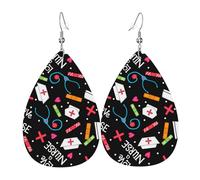 Boucles D'Oreilles En Cuir Forme De Goutte J'Aime Une Infirmière Art Noir Amusantes Boucles D'Oreilles Pendantes De Goutte Élégant Boucle D’Oreille En Cuir Pour Accessoire Mariage Femme