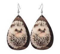 Boucles d'oreilles en cuir imprimé bébé hérisson pour femme - Boucles d'oreilles pendantes en forme de larme, parfaites pour les fêtes et accessoires de costume, taille unique, cuir, sans pierre