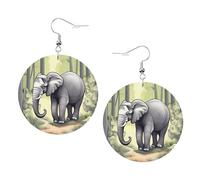 Boucles d'oreilles en cuir imprimé éléphant marchant pour femme - Boucles d'oreilles créoles pendantes, parfaites pour les fêtes costumées et les accessoires de filles, taille unique, Cuir