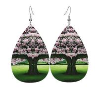 Boucles d'oreilles en cuir imprimé en forme de goutte d'eau avec motif floral de lierre - Accessoire tendance pour fêtes de fin d'année