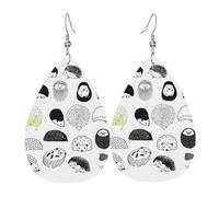 Boucles d'oreilles en cuir imprimé hérisson pour femme - Boucles d'oreilles pendantes en forme de larme, parfaites pour les fêtes et accessoires de costume, taille unique, cuir, sans pierre précieuse