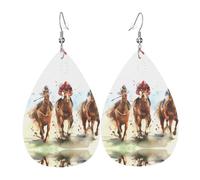 Boucles d'oreilles en cuir imprimé hippique pour femme - Boucles d'oreilles pendantes en forme de larme, parfaites pour les fêtes et accessoires de costume, taille unique, cuir, sans pierre précieuse