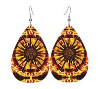 Boucles d'oreilles en cuir imprimé « Turning the flame » - Boucles d'oreilles légères en forme de larme - Cadeau idéal pour Noël, la Saint-Valentin