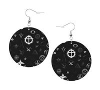 Boucles d'oreilles en cuir imprimé univers noir et blanc pour femme - Boucles d'oreilles créoles colorées, accessoire parfait pour les fêtes costumées, taille unique, cuir, pas de pierre précieuse