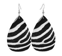 Boucles d'oreilles en cuir imprimé vache, crochets plaqués argent, légères pour les fêtes et les vacances