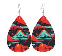 Boucles d'oreilles en cuir imprimé volcan en forme de goutte d'eau - Accessoire tendance pour fêtes de fin d'année