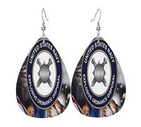 Boucles d'oreilles en cuir inspirées du déminage (EOD) de la Marine, accessoire de mode, parfaites pour les fêtes, les vacances et le quotidien.