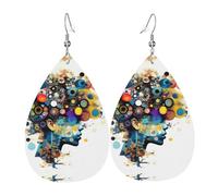 Boucles d'oreilles en cuir intelligence artificielle pour femme, boucles d'oreilles en forme de larme, boucles d'oreilles tendance en cuir, bijoux pendentifs cadeaux pour maman, épouse, fille