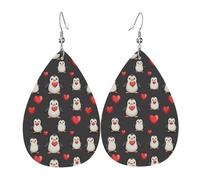 Boucles D'Oreilles En Cuir J'Adore Le Pingouin Et Le Cœur 2Pcs | balancent Accessoires de mode femme Pour Cadeau tendance