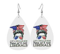 Boucles d'oreilles en cuir juste une maman régulière essayant d'élever des libéraux pour les femmes boucles d'oreilles pendentif goutte avec crochet cadeaux pour fille adulte