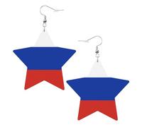 Boucles d'oreilles en cuir léger motif drapeau russe pour femme - Accessoires de mariage ou d'anniversaire, taille unique, Simili cuir