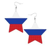 Boucles d'oreilles en cuir léger motif drapeau russe pour femme - Accessoires de mariage ou d'anniversaire, taille unique, Simili cuir