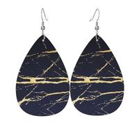 Boucles d'oreilles en cuir marbré en forme de larme avec crochet pour femme - Style vintage - Pour une fête ou un usage quotidien, taille unique, Cuir