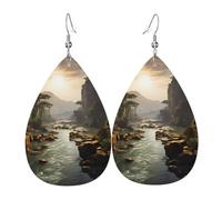 Boucles d'oreilles en cuir Montagnes et rivières, accessoires pour femme, adaptés pour un usage quotidien, les trajets et les voyages.