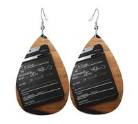 Boucles d'oreilles en cuir motif goutte d'eau imprimé film clapperboard accessoire tendance pour fêtes de fin d'année