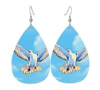 Boucles d'oreilles en cuir motif mouettes en vol | Boucles d'oreilles imprimées en forme de goutte d'eau, adaptées pour le quotidien, les fêtes, les rendez-vous galants