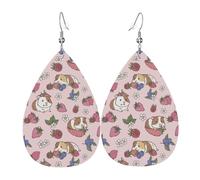 Boucles D'Oreilles En Cuir Motifs De Cochons D'Inde Mignons | Boucles d'oreilles en cuir en forme de larme parfaits Pour dames filles À porter au quotidien