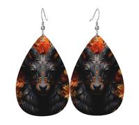 Boucles d'oreilles en cuir noir antilope avec fleurs, accessoires pour femme, adaptés pour un usage quotidien, les trajets et les voyages.