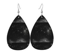 Boucles d'oreilles en cuir noir et blanc galaxie. Forme élégante en forme de goutte, parfait pour les femmes, et un excellent choix de décoration pour les fêtes et les vacances.