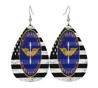 Boucles d'oreilles en cuir ornées des insignes de l'aviation de l'armée américaine, accessoire de mode idéal pour les fêtes, les vacances et le quotidien.