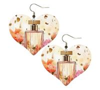 Boucles d'oreilles en cuir parfumé tendance pour femme - Boucles d'oreilles pendantes légères en forme de cœur - Bijoux cadeaux