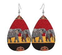 Boucles D'Oreilles En Cuir Patchwork D'Éléphants D'Afrique | Boucles d'oreilles légères en cuir synthétique légères et tendance Pour dames filles À porter au quotidien