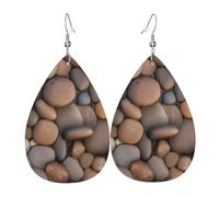 Boucles d'oreilles en cuir Pebbles In The Beach, accessoires pour femme, adaptées pour un usage quotidien, les trajets et les voyages.