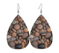 Boucles d'oreilles en cuir Pebbles in the Beach - Style européen et américain - Pour jeunes femmes - Cadeau d'anniversaire ou de Saint-Valentin
