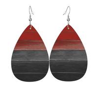 Boucles D'Oreilles En Cuir Peinture À L'Huile Rouge Et Noire Boucles D'Oreilles Forme De Goutte Forme De Larme Accessoires Pour Fêtes Bijoux Fille