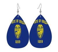 Boucles d'oreilles en cuir pour femme avec drapeau de l'État de l'Oregon - Boucles d'oreilles pendantes légères en PVC avec crochets en argent 925, imprimés double face | Cadeau hypoallergénique