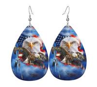 Boucles d'oreilles en cuir pour femme avec motif drapeau des États-Unis - Légères - Pour une fête ou un rendez-vous, taille unique, Cuir