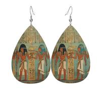 Boucles d'oreilles en cuir pour femme en Égypte antique - Boucles d'oreilles pendantes légères et uniques - Bijoux tendance - Cadeau de Saint-Valentin ou d'anniversaire