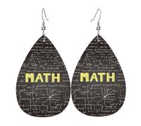 Boucles d'oreilles en cuir pour femme en forme de larme pour l'école, les mathématiques, accessoires de mode imprimés, usage quotidien, fête, taille unique, Cuir