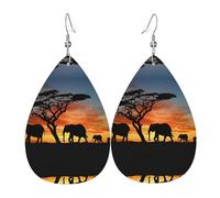 Boucles d'oreilles en cuir pour femme en forme d'éléphant africain en forme de larme percées - Cadeau d'anniversaire de Noël