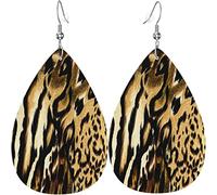 Boucles d'oreilles en cuir pour femme Léopard Lion Peau de tigre Fourrure Brindle Dangle Drop Boucle d'oreille pour les filles