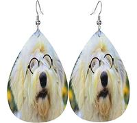 Boucles d'oreilles en cuir pour femme Old English Sheepdog Dangle Drop Earring pour filles