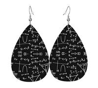 Boucles D'Oreilles En Cuir Pour Femmes Algèbre Géométrie Mathématiques Abstraites Faux Cuir Goutte Confortables Légères Forme Larme Boucles D'Oreilles, Pour Birthday, Festival, Wedding