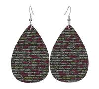 Boucles D'Oreilles En Cuir Pour Femmes Code D'Impression Oreille Goutte Balancent Rétro Décorations Forme Larme Boucles D'Oreilles, Pour Ouple, Valentine'S Day, Wedding