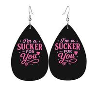 Boucles D'Oreilles En Cuir Pour Femmes Je Suis Fou De Toi Oreille Goutte Balancent Confortables Décorations Forme Larme Boucles D'Oreilles, Pour Wedding, Décoration De Fête, Birthday