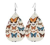 Boucles D'Oreilles En Cuir Pour Femmes Motif De Groupe De Papillons Via Pendantes En Cuir Rétro Confortables Larme Balancent Boucles D'Oreilles, Pour Décoration De Fête, Femmes, Ouple