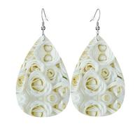 Boucles d'oreilles en cuir rose blanche pour femme, boucles d'oreilles en forme de larme, boucles d'oreilles tendance en cuir, bijoux pendentifs cadeaux pour maman, épouse, fille